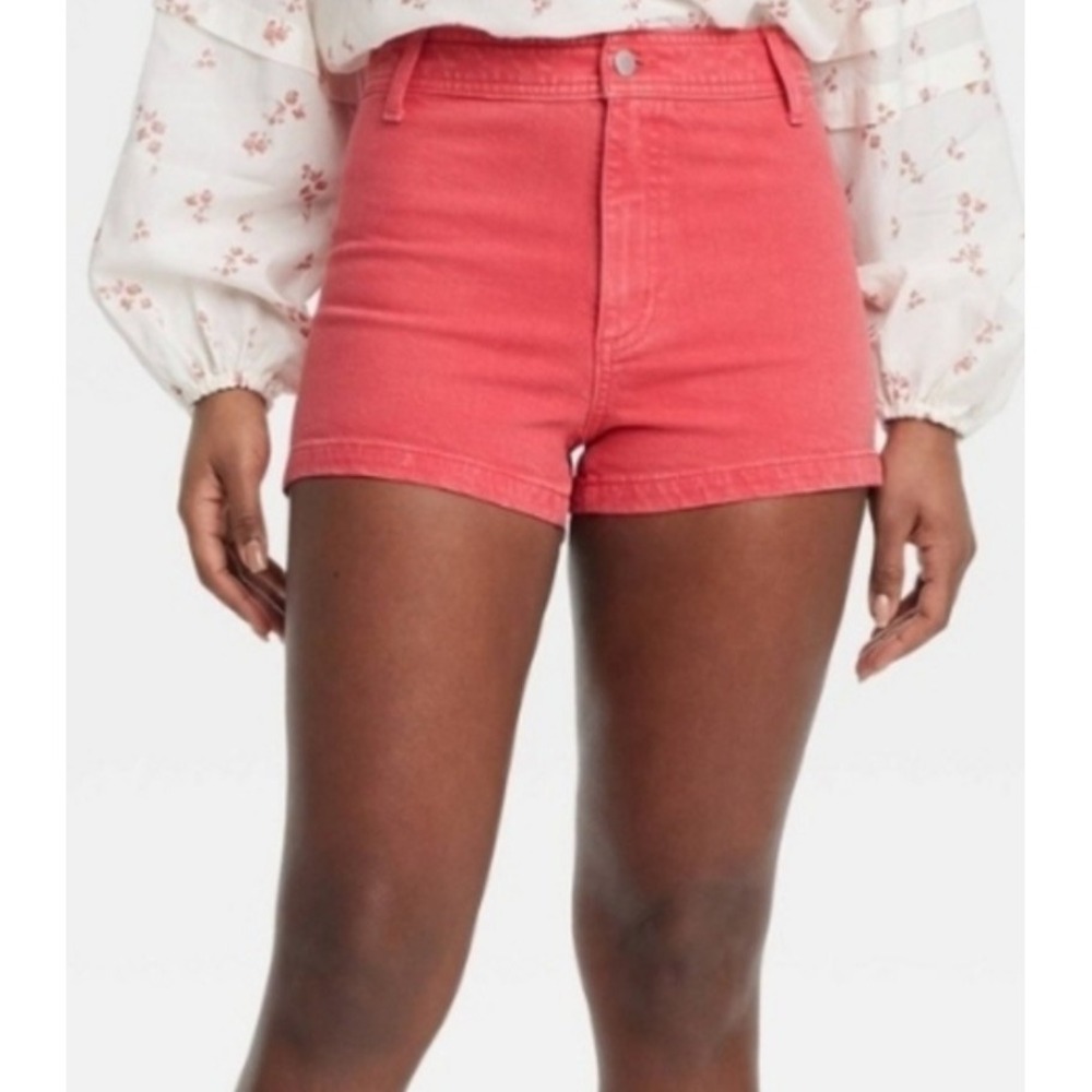 Universal Thread Shorts Womens 8 Red High Rise Sailor Denim Fitted Hip